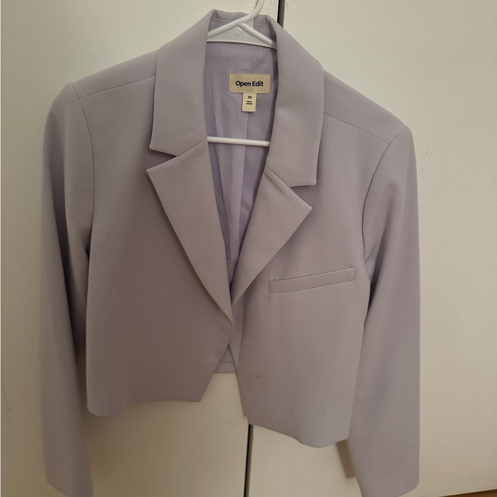 Open Edit Women's Lavender Cropped Blazer